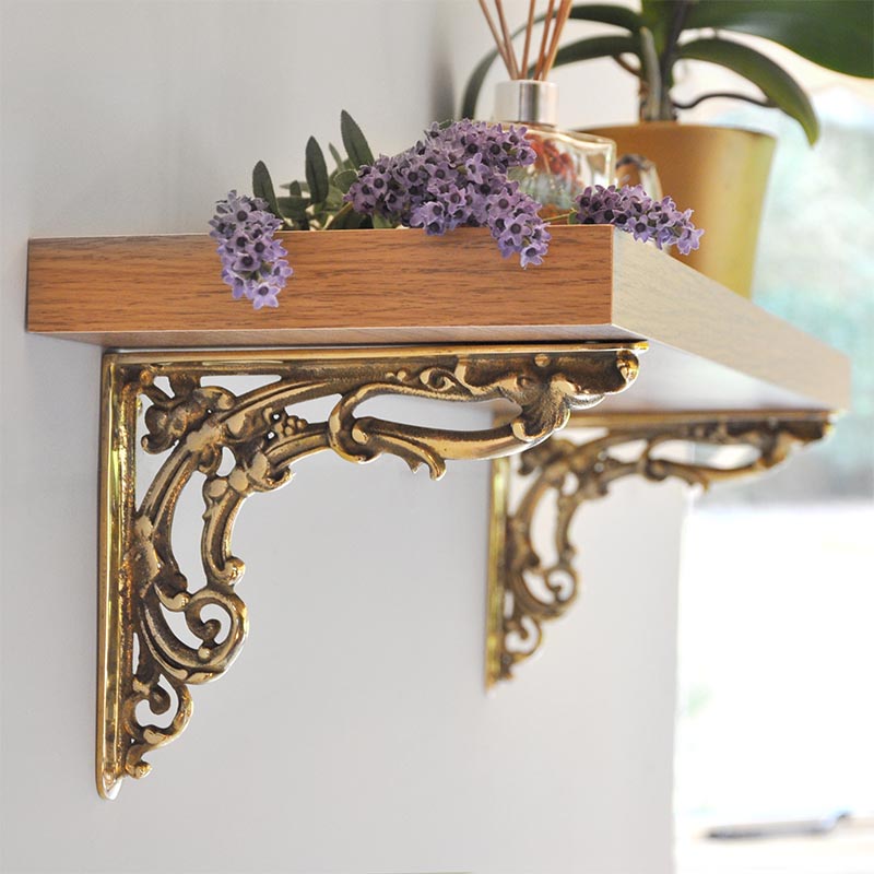 Brass Victorian Scroll Leaf Bracket Brass Brackets Solid Brass
