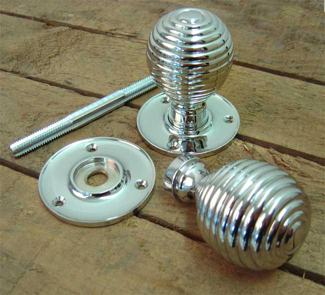 Chrome Reeded Door Knobs