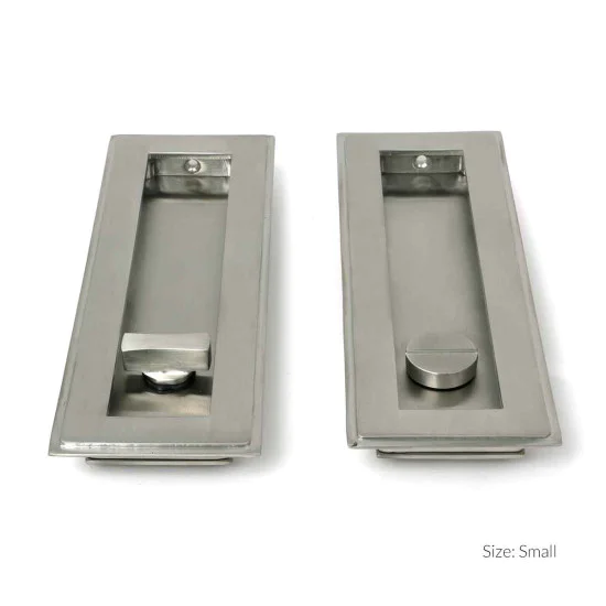 Art Deco Rectangular Pull Privacy Set Satin Marine Stainless Steel