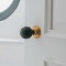 Beehive Ebony Knob Set with Aged Brass Roses