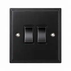 Black Double Light Switch
