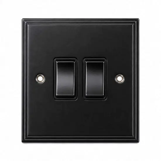 Black Double Light Switch