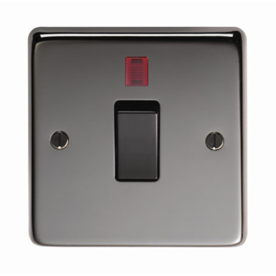Black Nickel Single Switch & Neon - 20 Amp