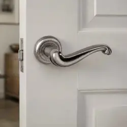 Colchester Lever Door Handle on a Radius Edged Rose - Distressed Silver Finish