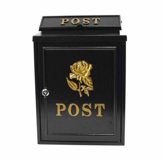 Rose Wall Mounted Post Box - Gold Finish