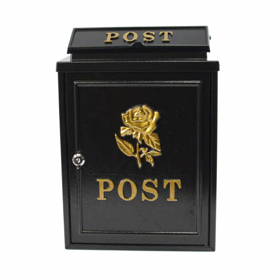 Rose Wall Mounted Post Box - Gold Finish