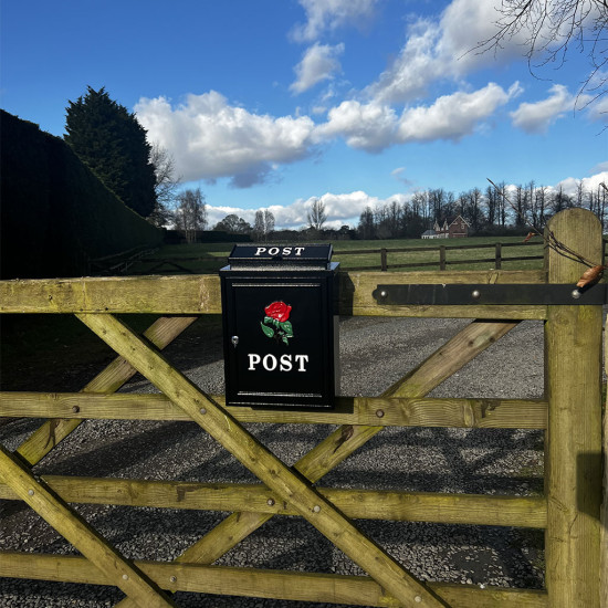 Red Rose Wall Mounted Post Box