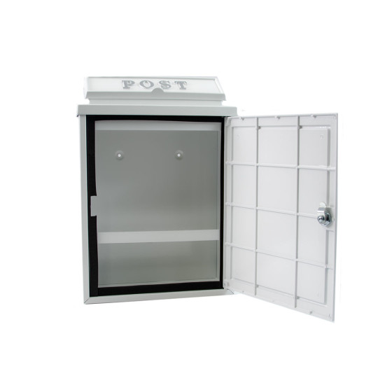 Silver Rose Wall Mounted Post Box - White Finish