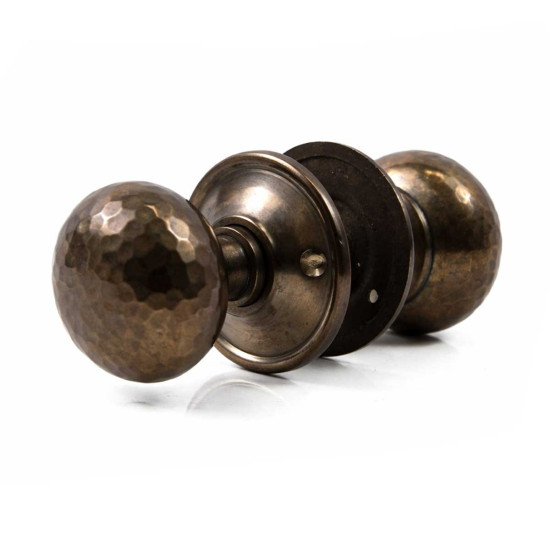 Hammered Cottage Door Knobs - Antique Brass