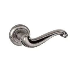 Colchester Lever Door Handle on a Radius Edged Rose - Distressed Silver Finish
