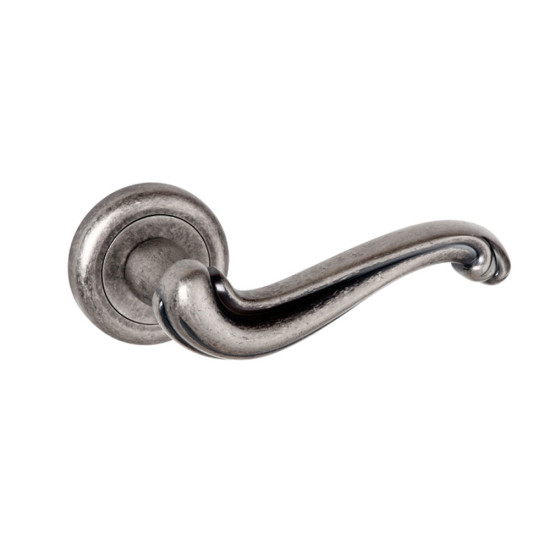 Colchester Lever Door Handle on a Radius Edged Rose - Distressed Silver Finish
