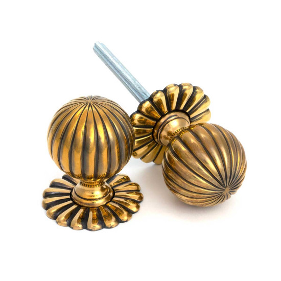 Flower Mortice Knob Set - Brass Finish