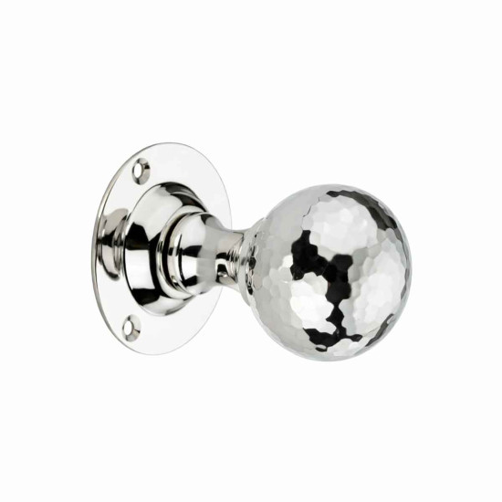 Hammered Ball Door Knobs - Polished Nickel