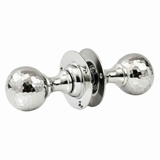Hammered Ball Door Knobs - Polished Nickel