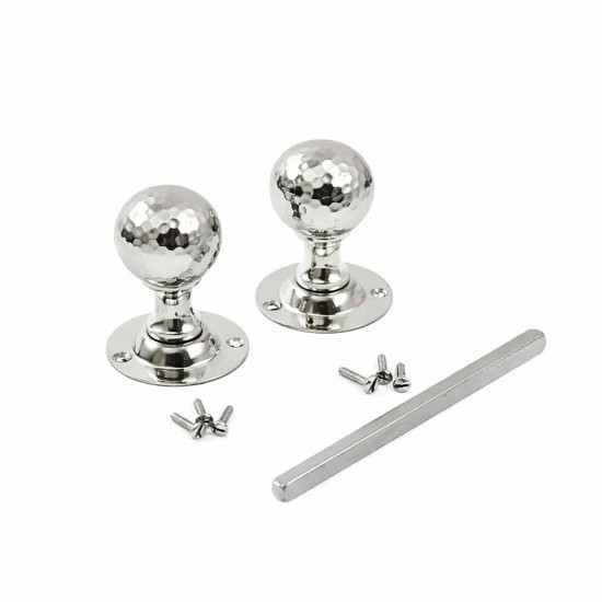 Hammered Ball Door Knobs - Polished Nickel