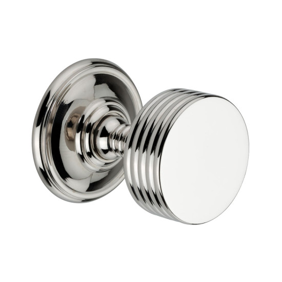 Reeded Cushion Door Knobs - Polished Nickel