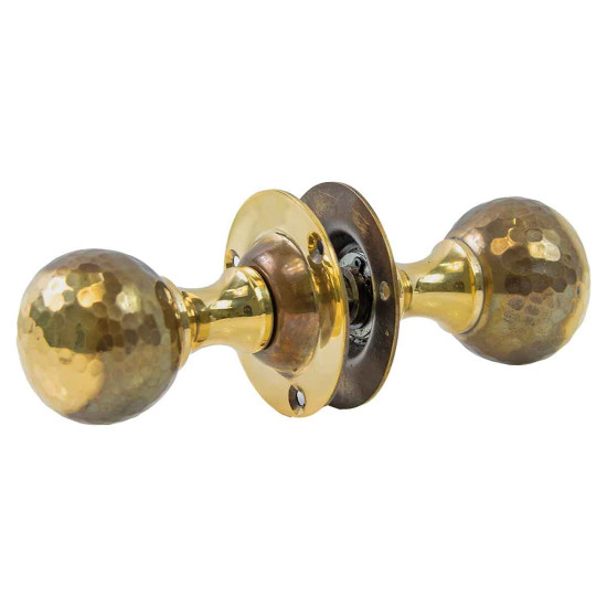 Hammered Ball Door Knobs - Aged Brass