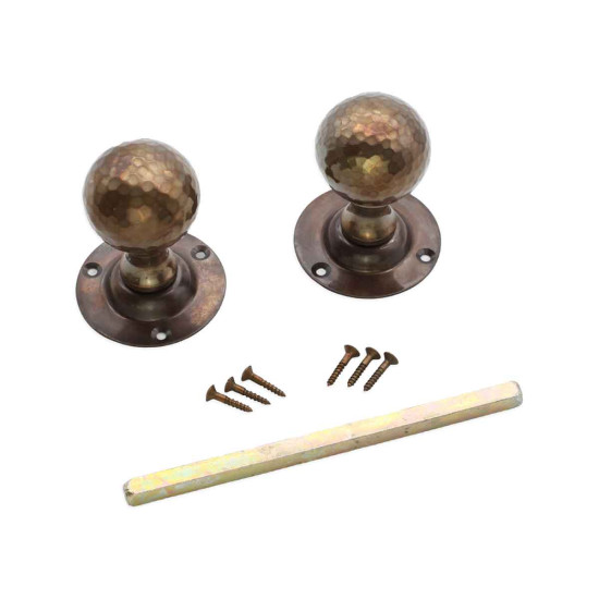 Hammered Ball Door Knobs - Antique Brass