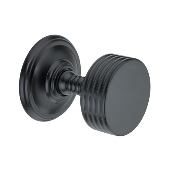 Reeded Cushion Door Knobs - Matt Black