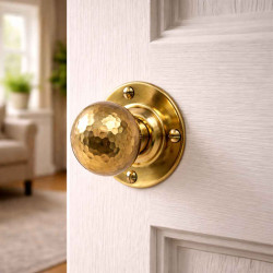 Hammered Ball Door Knobs - Aged Brass