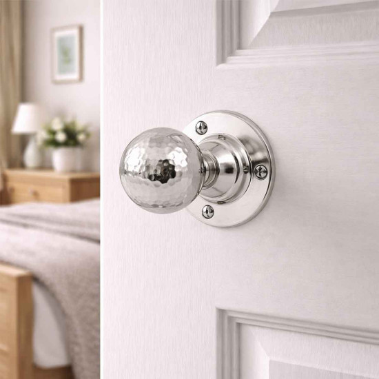 Hammered Ball Door Knobs - Polished Nickel