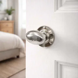 Hammered Oval Door Knobs - Polished Nickel