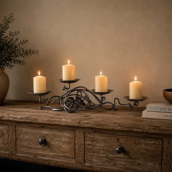 Hand Forged Quad Table Candle Holder