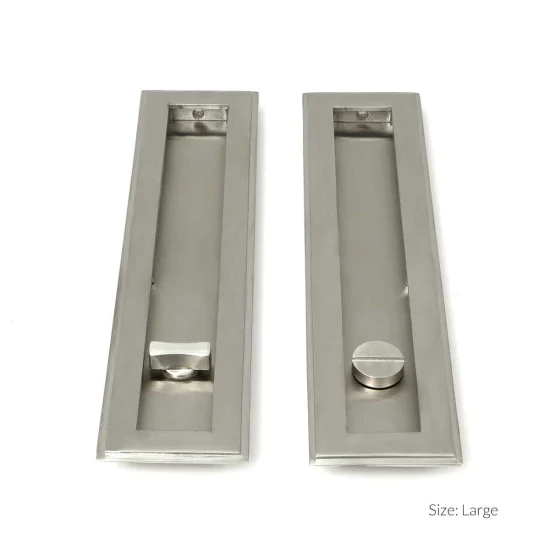 Art Deco Rectangular Pull Privacy Set Satin Marine Stainless Steel