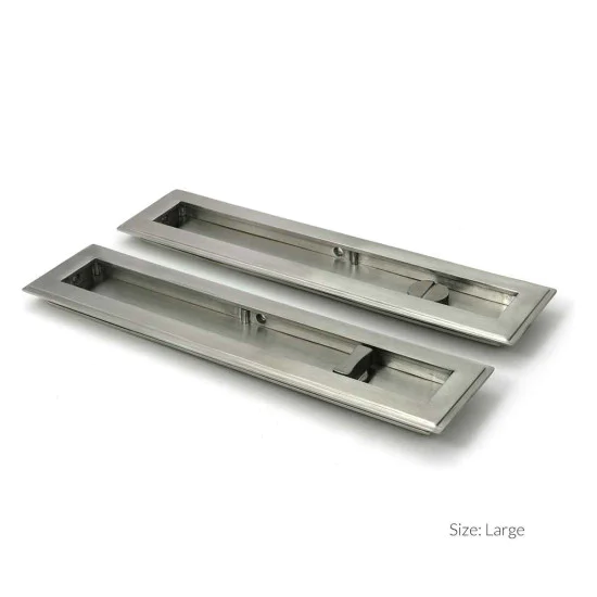 Art Deco Rectangular Pull Privacy Set Satin Marine Stainless Steel