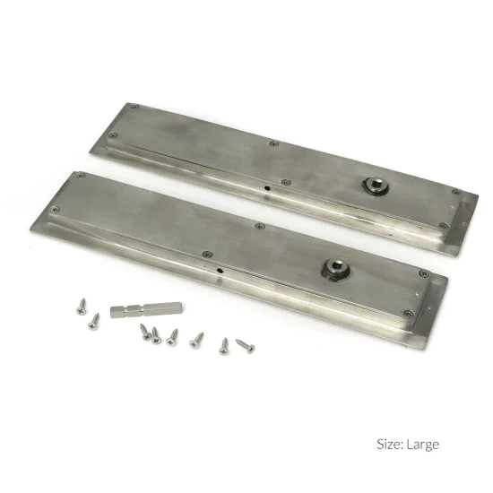 Art Deco Rectangular Pull Privacy Set Satin Marine Stainless Steel