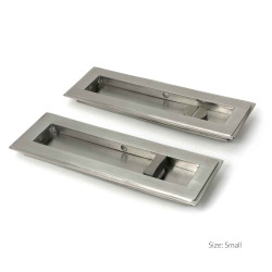 Art Deco Rectangular Pull Privacy Set - Satin Marine Stainless Steel