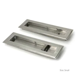Art Deco Rectangular Pull Privacy Set - Satin Marine Stainless Steel