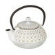 Japanese Cast Iron Tea Pot For One - Ivory and Gold