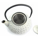 Japanese Cast Iron Tea Pot For One - Ivory and Gold