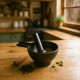 Cast Iron Mortar and Pestle with handle