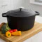 Matt Black Enamelled Oval Cast Iron Casserole Cooking Pot