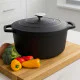 Matt Black Enamelled Oval Cast Iron Casserole Cooking Pot