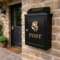 Rose Wall Mounted Post Box - Gold Finish