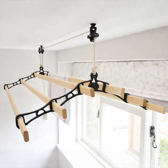 Six Lath Victorian Kitchen Maid® Pulley Clothes Airer