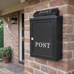 Wall Mounted Post Box - Silver Text