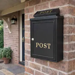 Wall Mounted Post Box - Gold Text