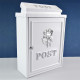 Silver Rose Wall Mounted Post Box - White Finish