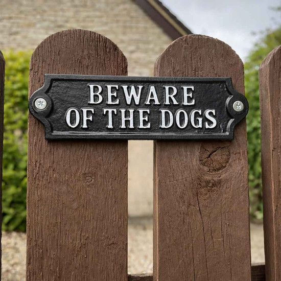 Iron Beware of the Dogs Sign