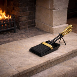 Black and Brass Shovel and Brush Set