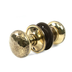 Hammered Cottage Door Knobs - Aged Brass