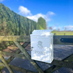 Silver Rose Wall Mounted Post Box - White Finish