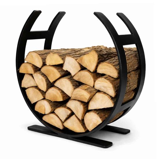 Matt Black Curved Log Holder - Large