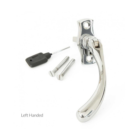 Polished Chrome Pear Drop Lockable Espagnolette Casement Fastener
