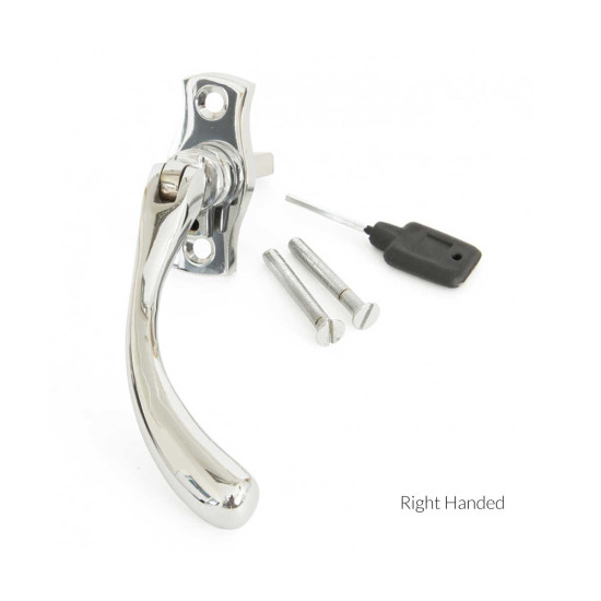 Polished Chrome Pear Drop Lockable Espagnolette Casement Fastener