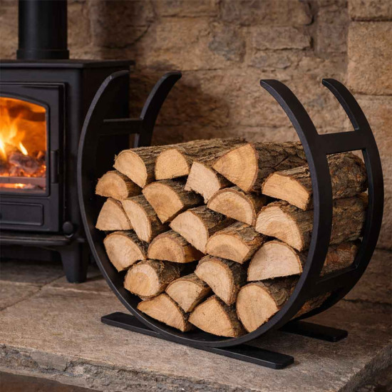 Matt Black Curved Log Holder - Large